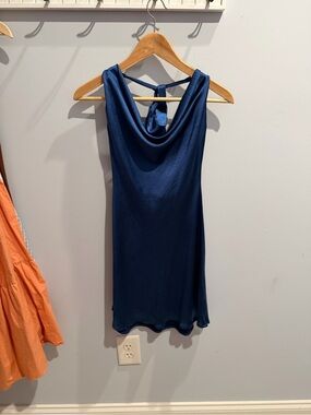 Altar'd State Navy Blue Backless Cowl Neck Dress